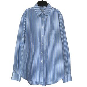 Loro Piana Blue and White Striped Casual Button Down Shirt